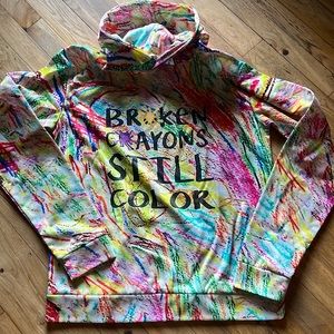 Rainbow suicide awareness hoodie sweatshirt broken crayons still color xl